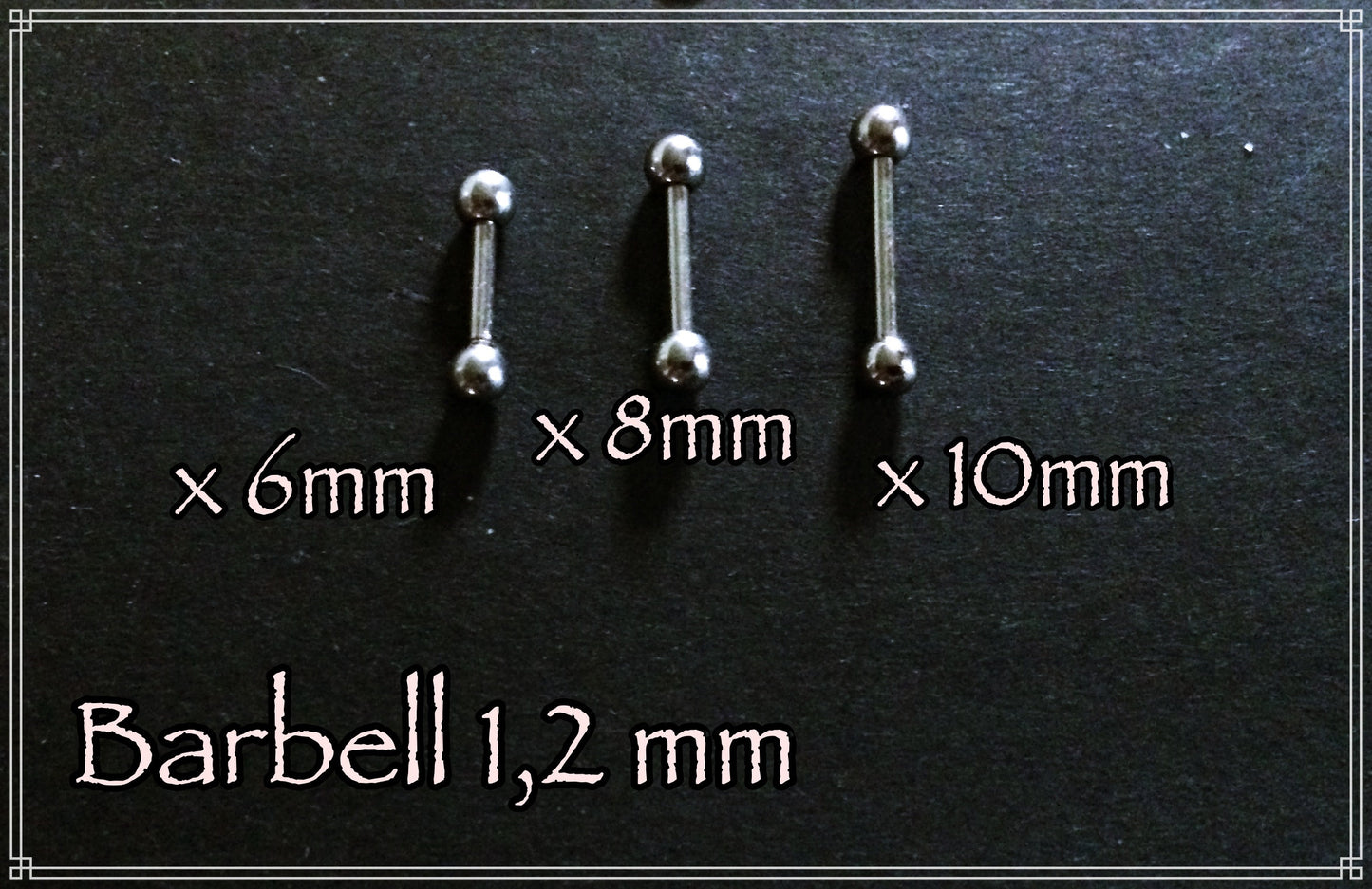 Barre Barbell piercing 1,2 mm en Acier chirurgical 316L à l'unité