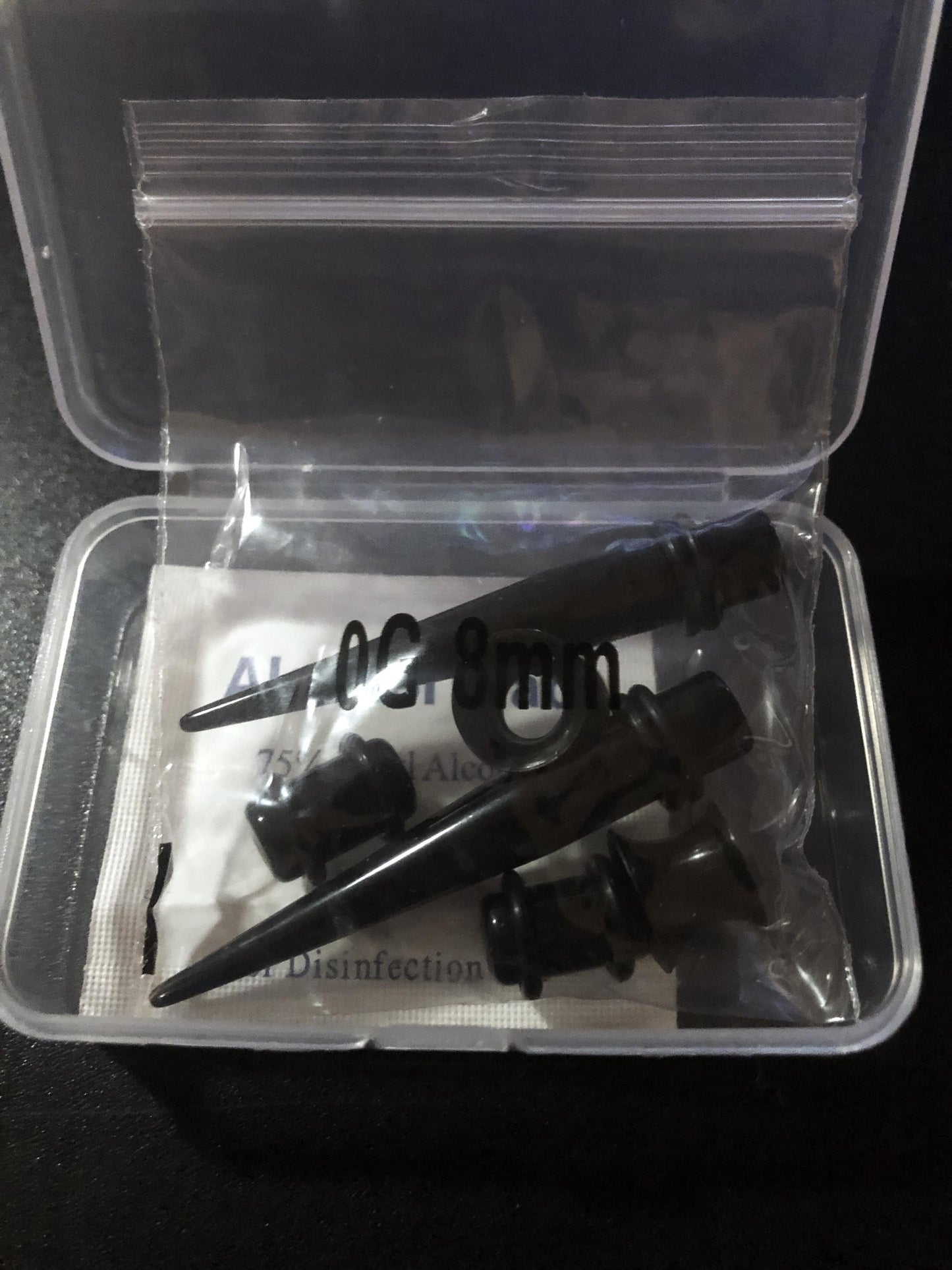 kit d'étirement stretch de lobes + bijoux finaux tunnels silicones noires - Pads alcools