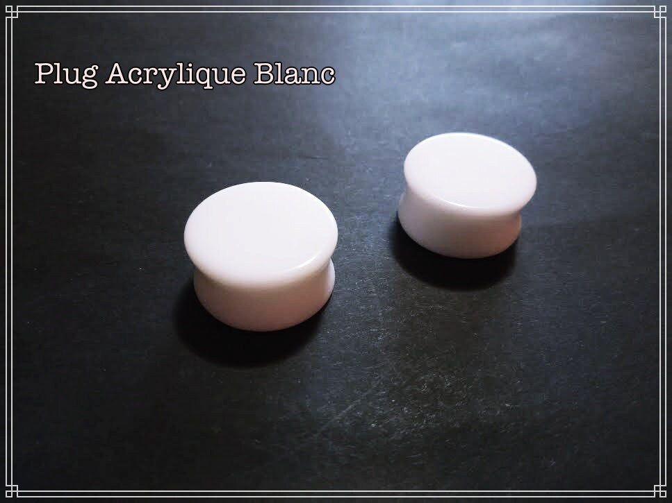 Ecarteur plein, Plug oreille acrylique blanc à l'unité