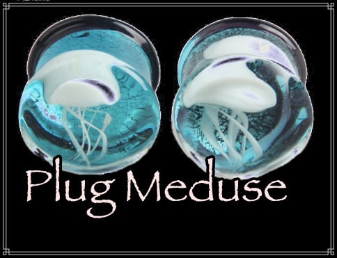 PAIRE  de Plug écarteur oreille en acrylic meduse - Jelly fish - meduse