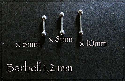 Barbell piercing 1,2 en Acier chirurgical 316L à l'unité