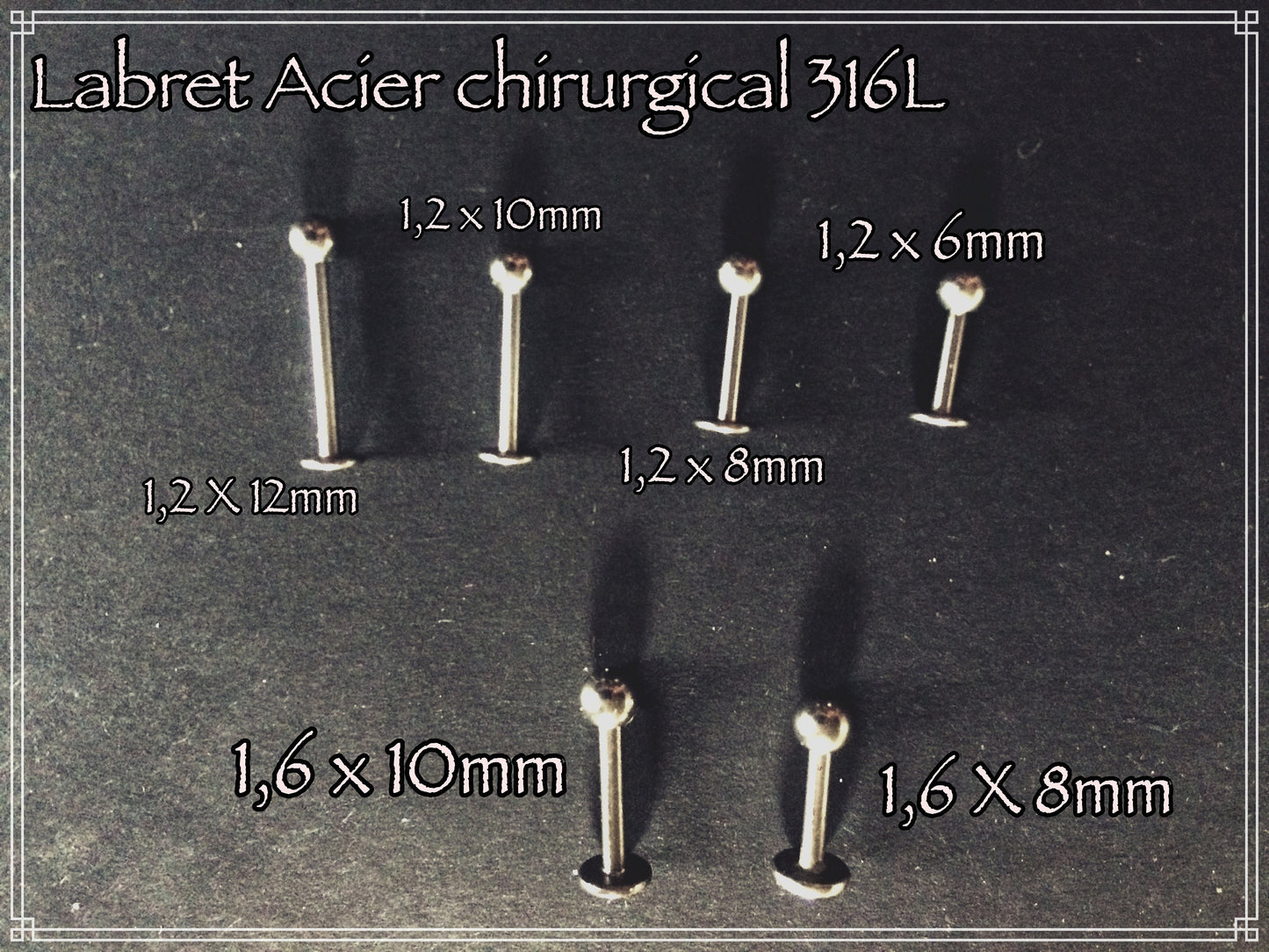 Piercing Labret en Acier chirurgical 316L .  à l'unité