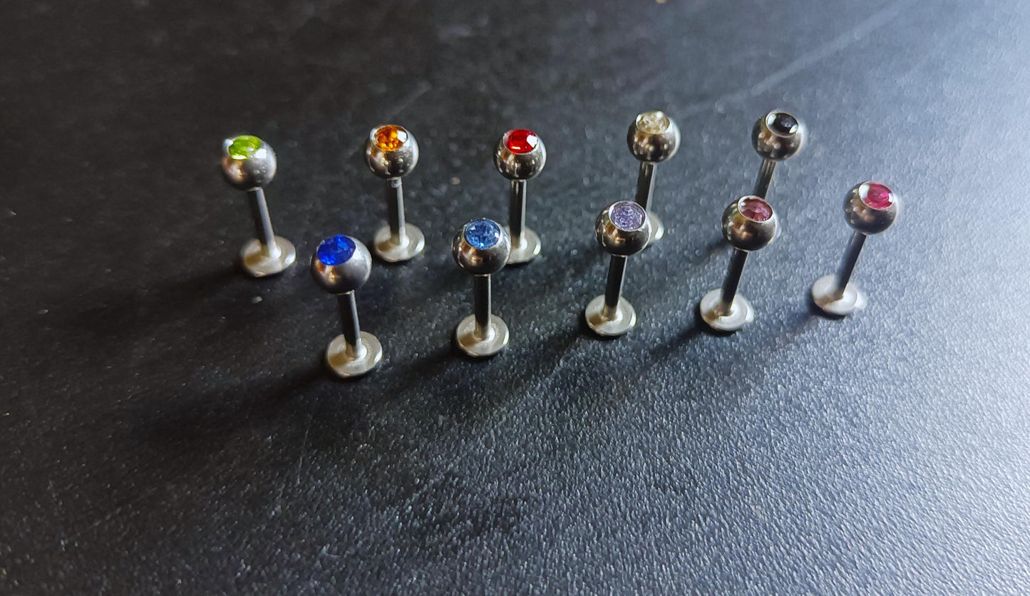 Piercing labret , Oreilles et lèvre en acier chirurgical 316L