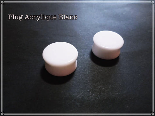 Ecarteur plein, Plug oreille acrylique blanc à l'unité