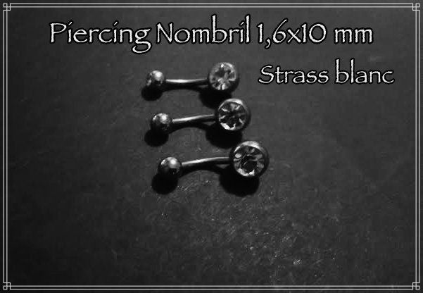 Piercing nombril acier chirurgical 316L strass à l'unité